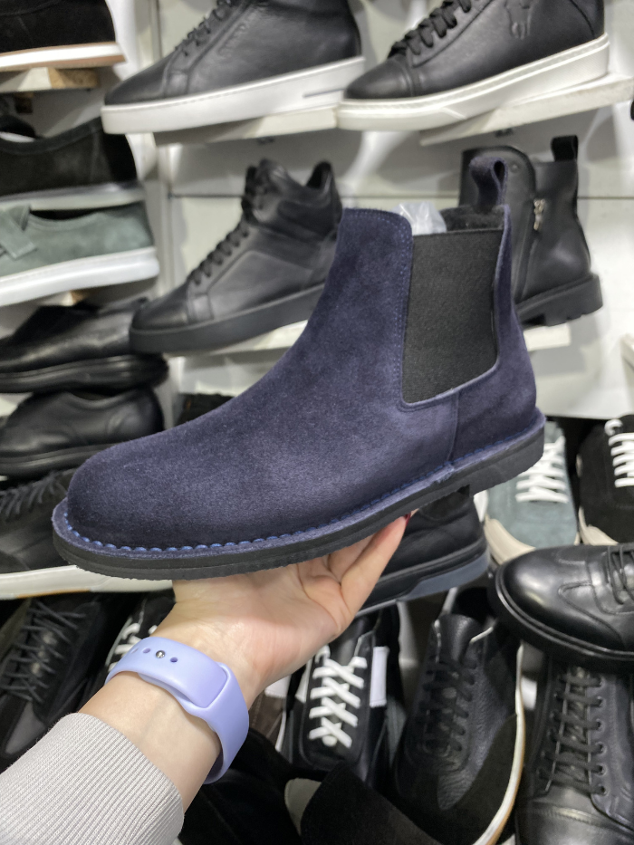 ლურჯი ზამშის დათბილული ფეხსაცმელი (დაბალი ძირით)