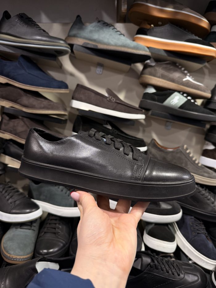 მამაკაცის სპორტულ-კლასიკური სტილის ფეხსაცმელი, ტყავი, შავ ძირზე